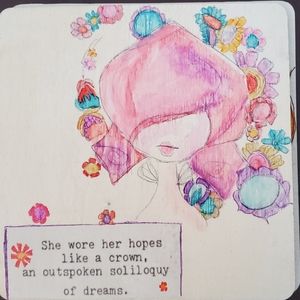 Hand-painted Irene Morgan Wood Tiles,  5 x 5 inches, $11 each